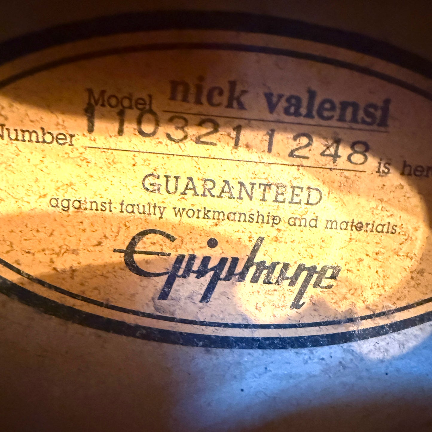 2011 Epiphone Nick Valensi Signature Riviera P94 – Antique Natural