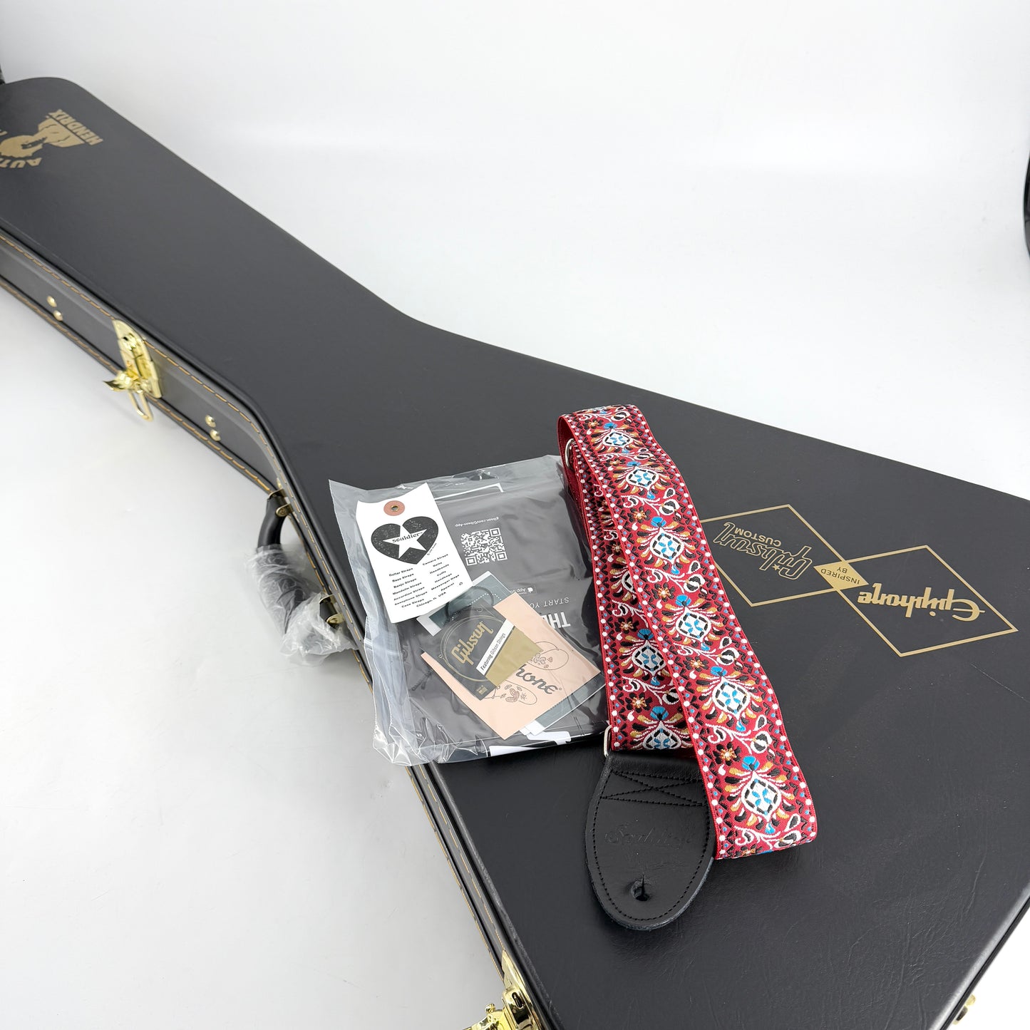 2024 Epiphone Inspired by Gibson Custom Jimi Hendrix Love Drops Flying V - Ebony