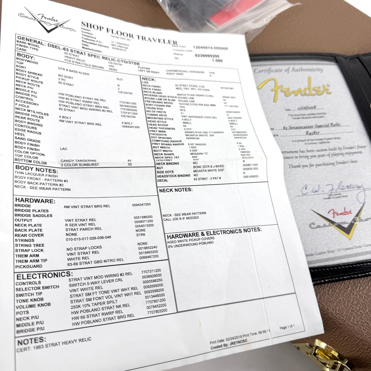 2018 Fender Custom Shop '63 Stratocaster Special Heavy Relic - Candy Tangerine over Sunburst