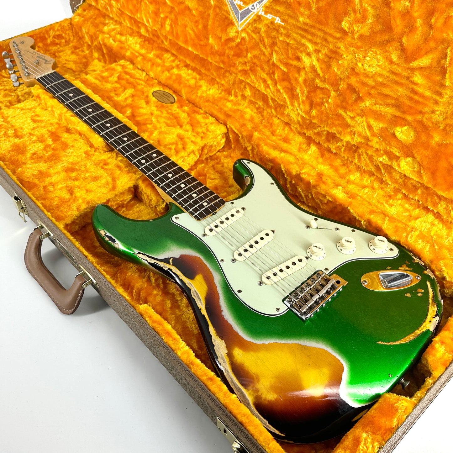 2018 Fender Custom Shop '63 Stratocaster Special Heavy Relic - Candy Green over Sunburst