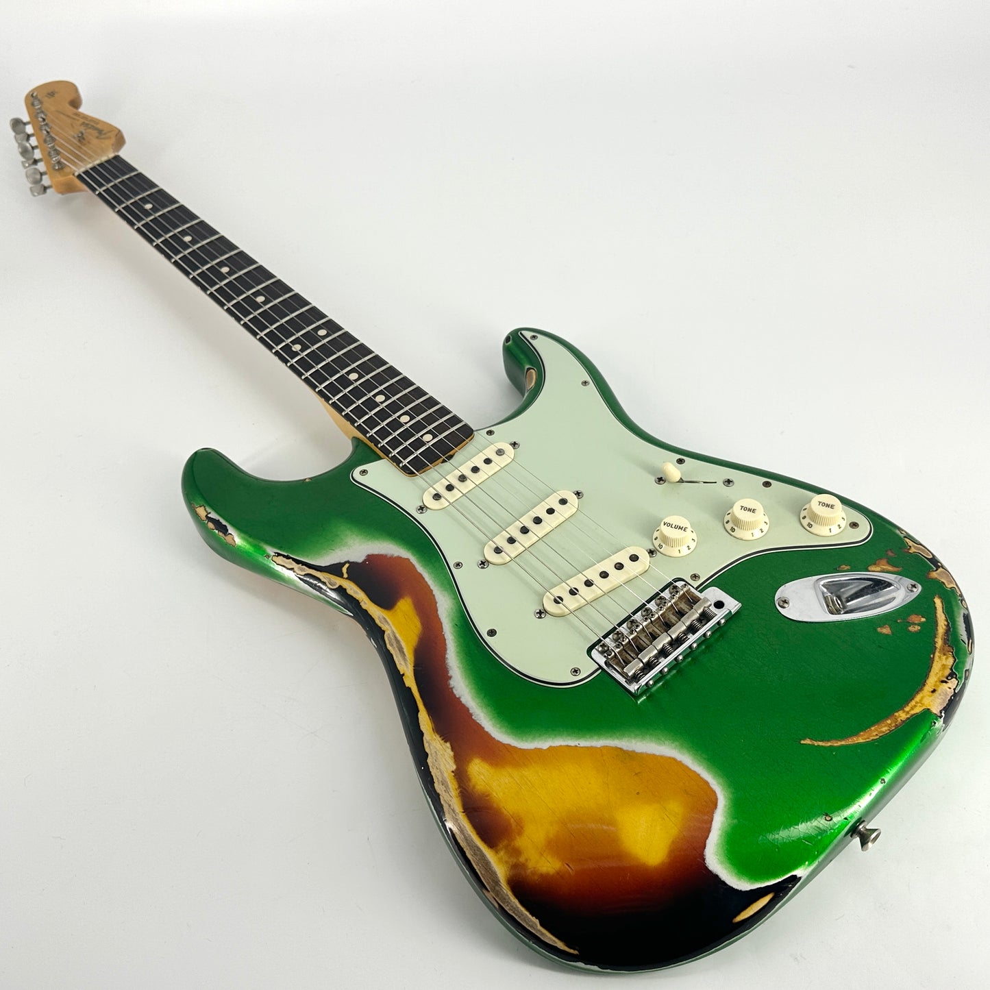 2018 Fender Custom Shop '63 Stratocaster Special Heavy Relic - Candy Green over Sunburst