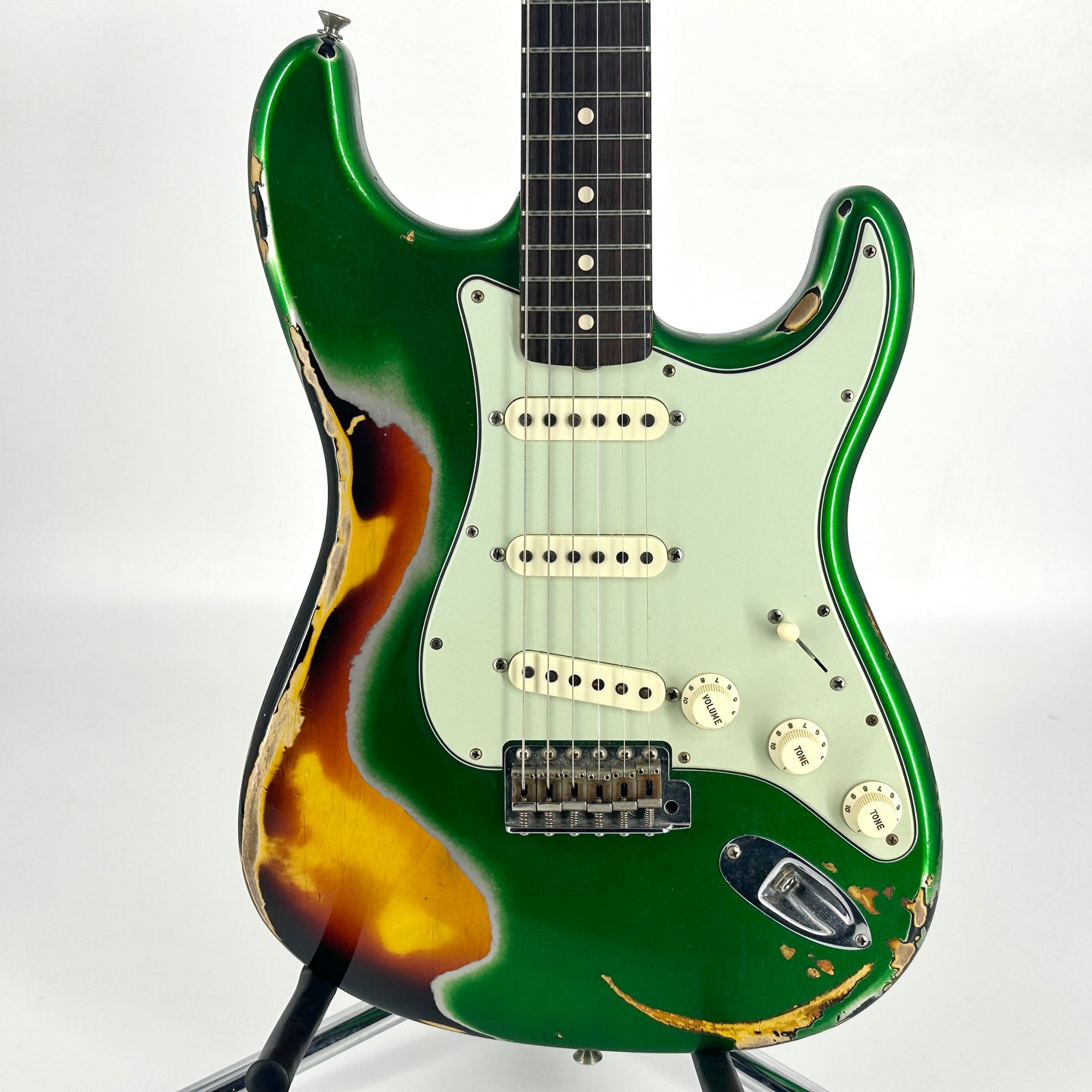 2018 Fender Custom Shop '63 Stratocaster Special Heavy Relic - Candy Green over Sunburst