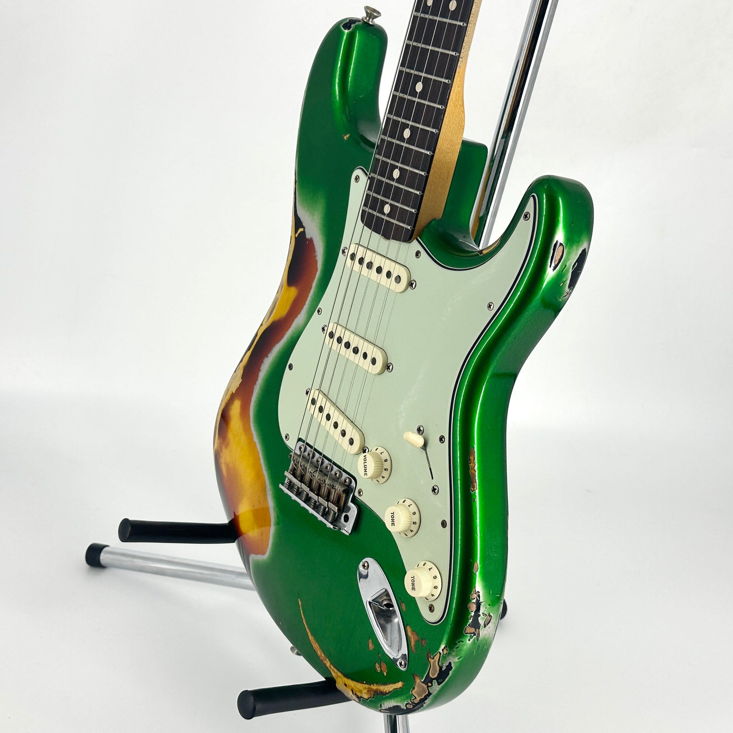 2018 Fender Custom Shop '63 Stratocaster Special Heavy Relic - Candy Green over Sunburst
