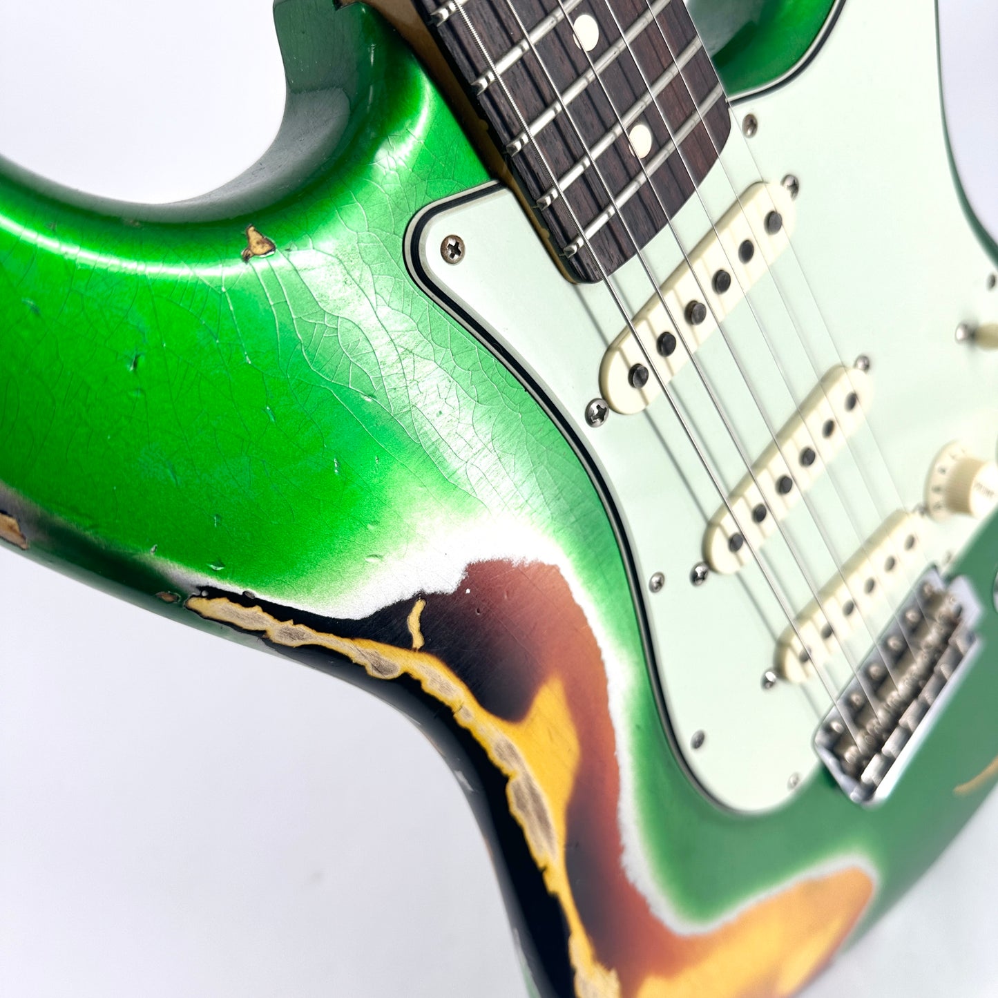 2018 Fender Custom Shop '63 Stratocaster Special Heavy Relic - Candy Green over Sunburst