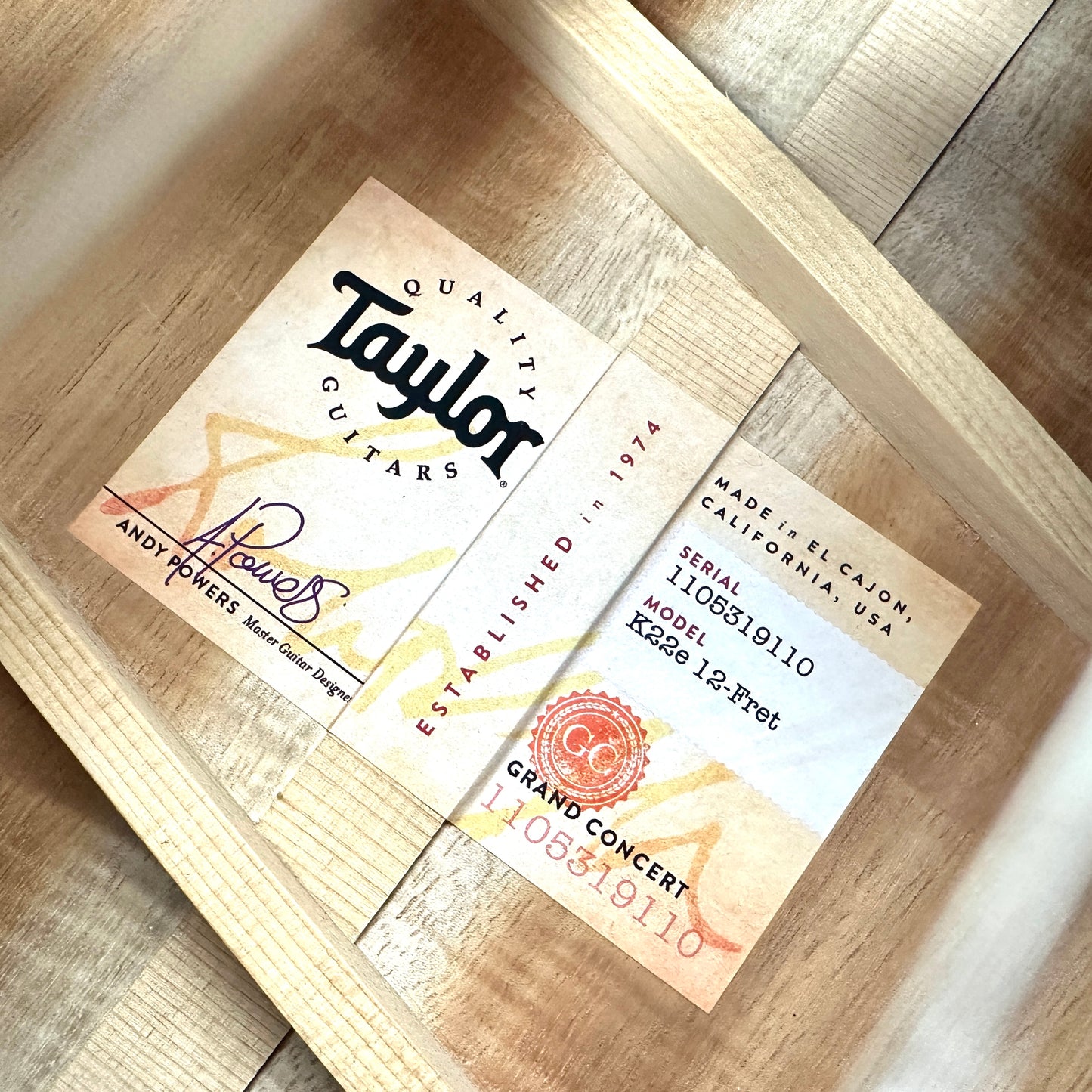 2019 Taylor K22e 12 Fret - Koa