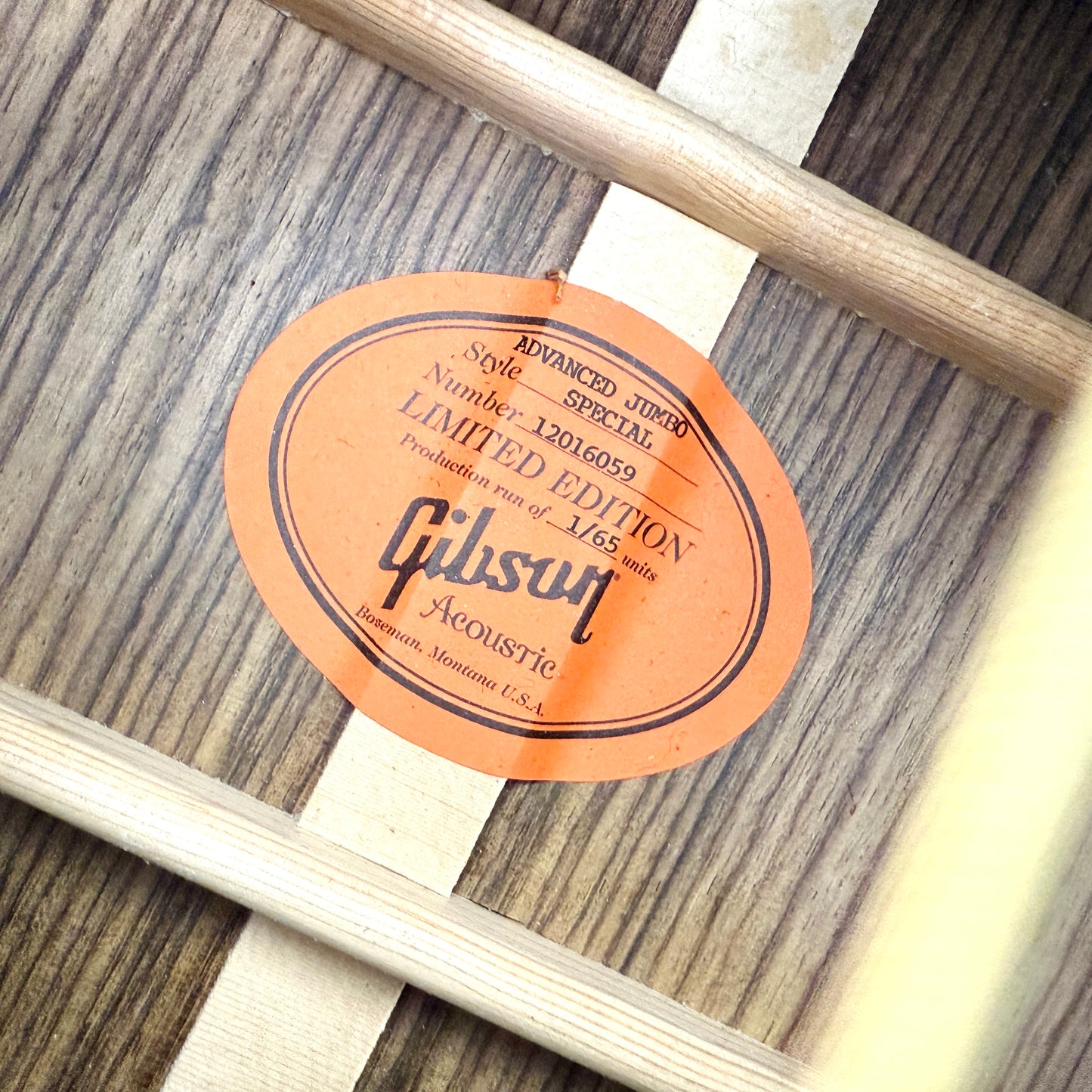 2016 Gibson Custom Shop Limited Edition Advanced Jumbo Special - Vintage Sunburst