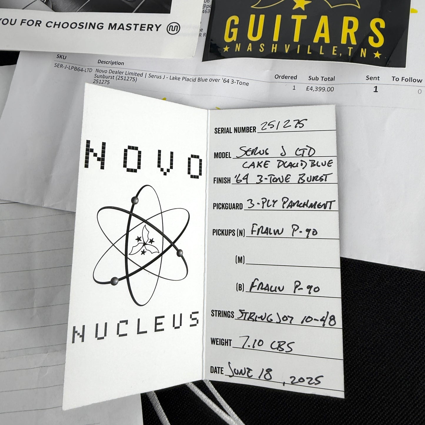 2025 Novo Serus J Limited - Lake Placid Blue over '64 3-Tone Sunburst