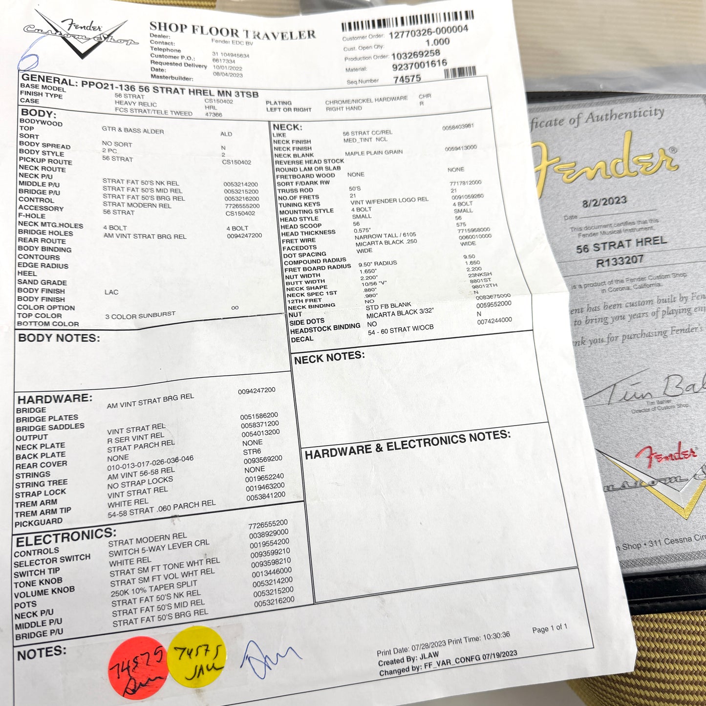 2023 Fender Custom Shop ’56 Heavy Relic Stratocaster – 3 Tone Sunburst