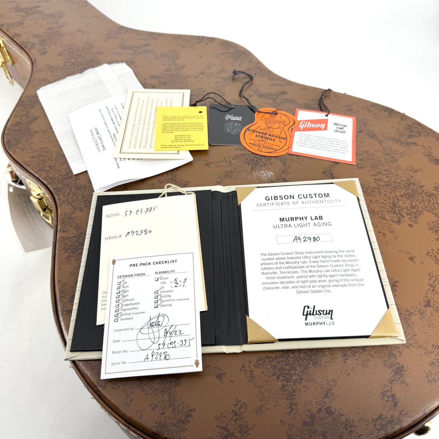 2022 Gibson Custom Murphy Lab '59 ES-335 Ultra Light Aged - Vintage Natural