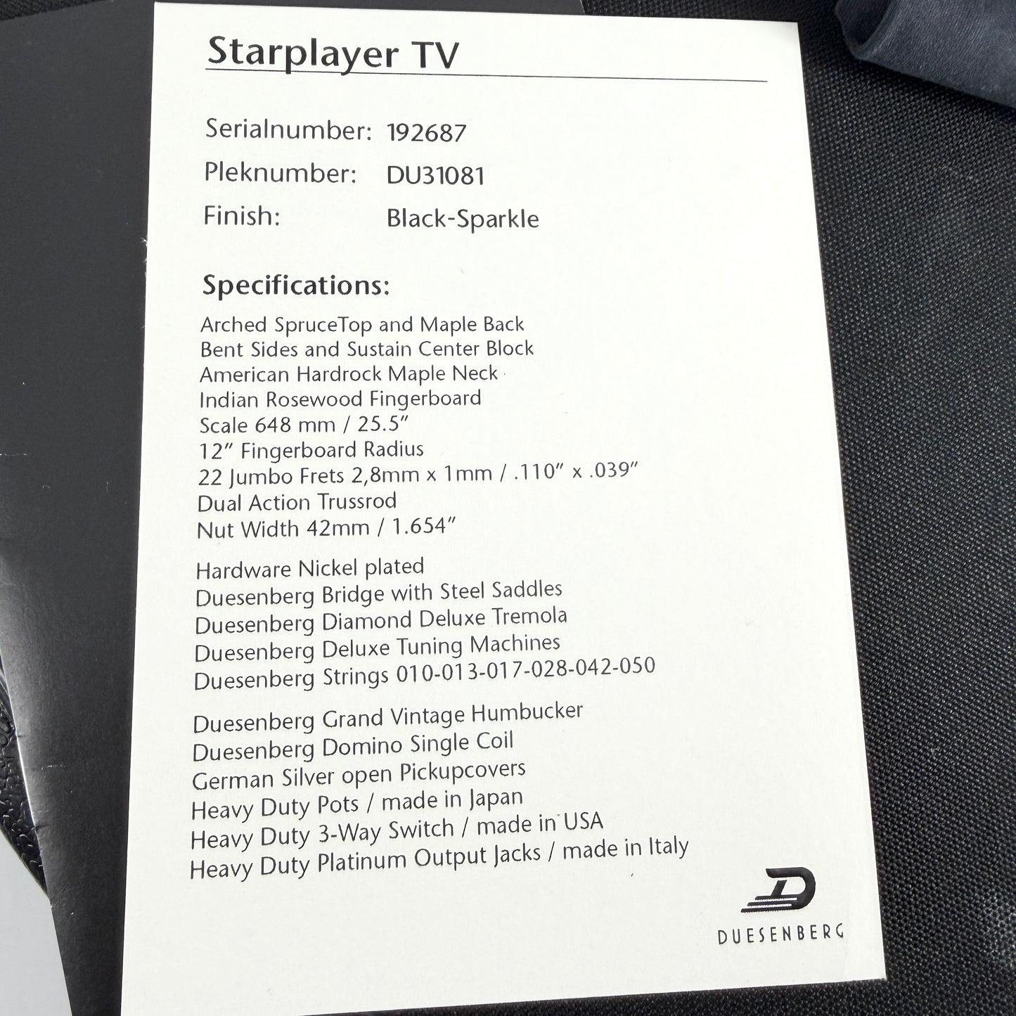 2019 Duesenberg Starplayer TV - Black Sparkle