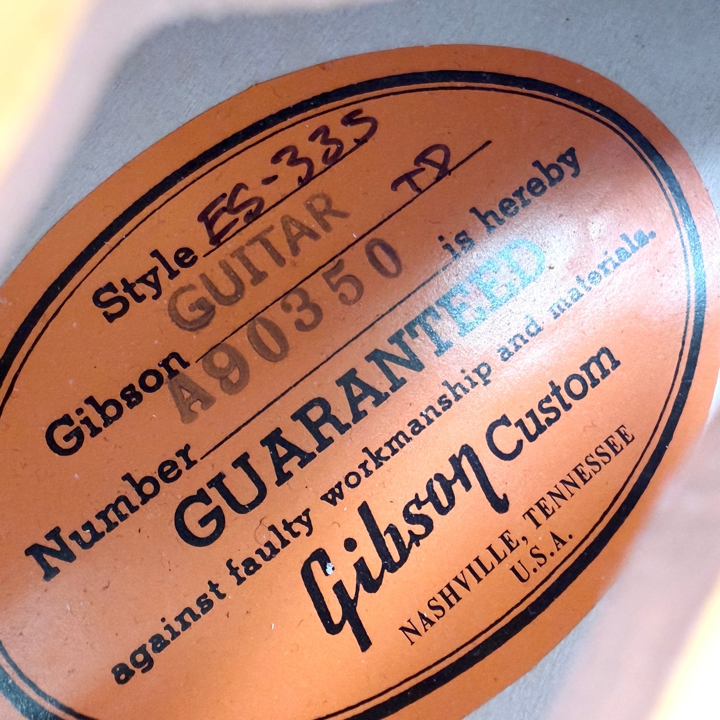 2020 Gibson Custom Shop ’59 ES-335 VOS – Natural