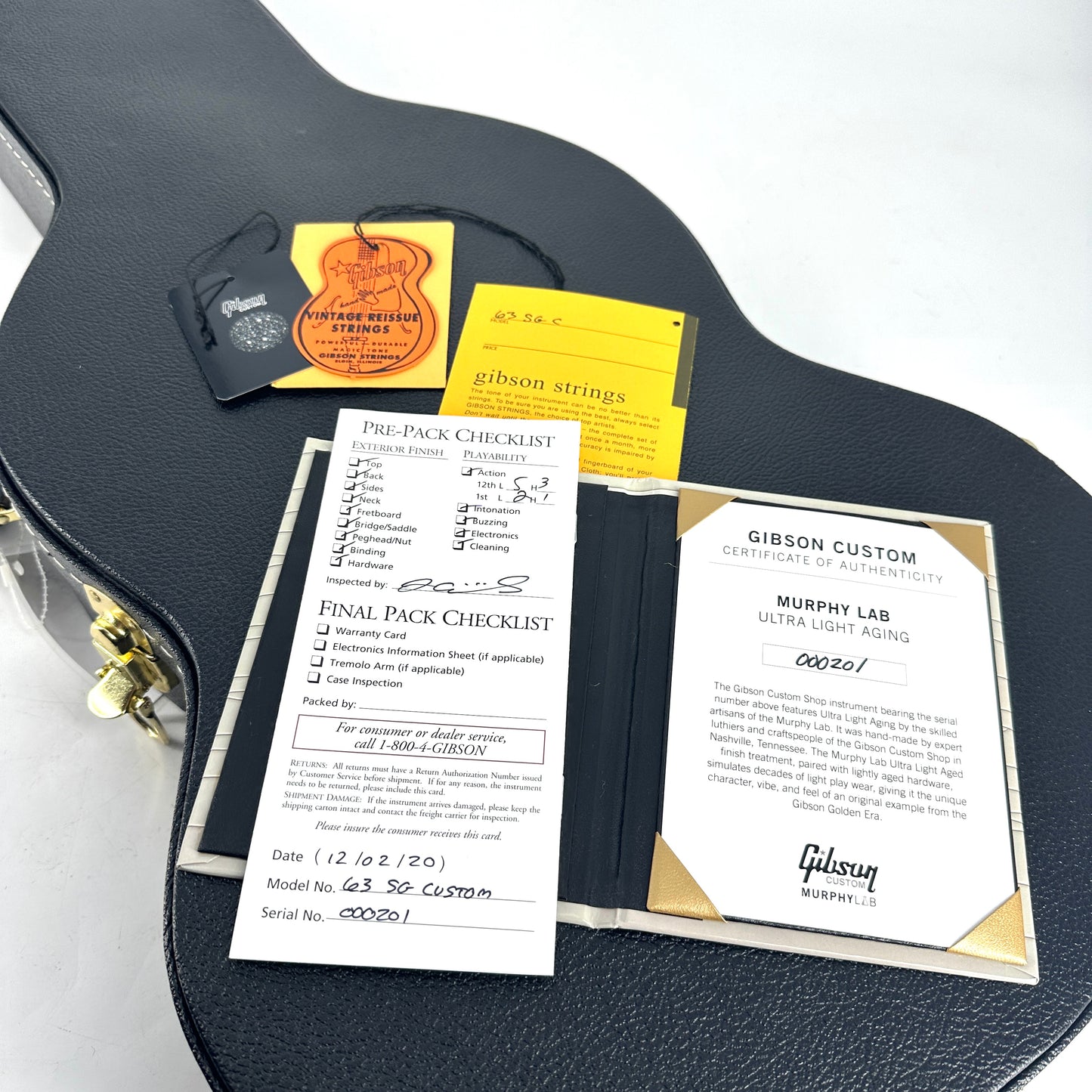 2020 Gibson Murphy Lab '63 Les Paul SG Custom with Maestro Ultra Light Aged - Classic White
