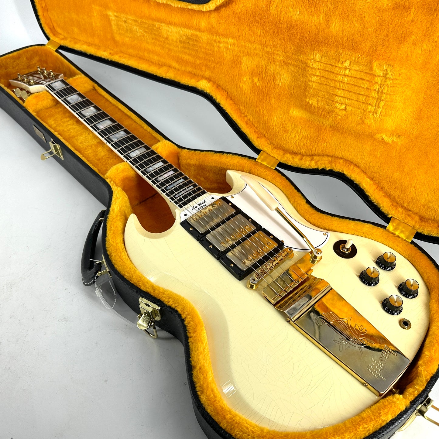 2020 Gibson Murphy Lab '63 Les Paul SG Custom with Maestro Ultra Light Aged - Classic White