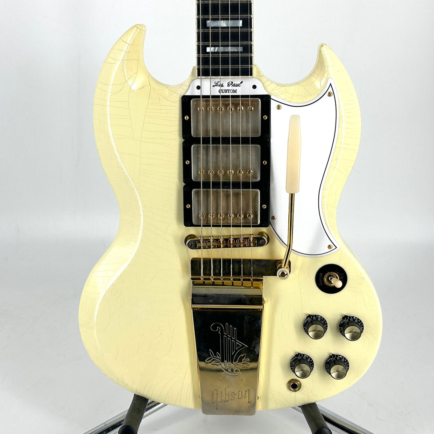 2020 Gibson Murphy Lab '63 Les Paul SG Custom with Maestro Ultra Light Aged - Classic White