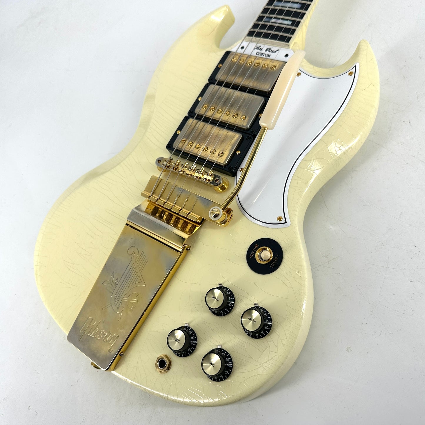 2020 Gibson Murphy Lab '63 Les Paul SG Custom with Maestro Ultra Light Aged - Classic White