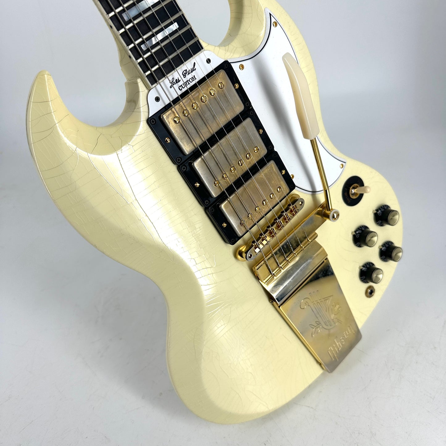 2020 Gibson Murphy Lab '63 Les Paul SG Custom with Maestro Ultra Light Aged - Classic White