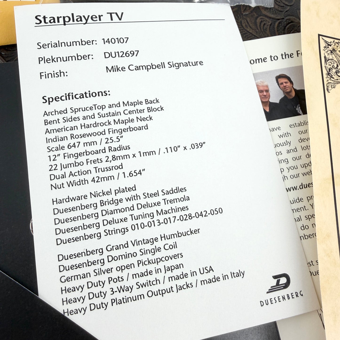 2014 Duesenberg Mike Campbell 30th Anniversary Starplayer TV – Lake Placid Blue