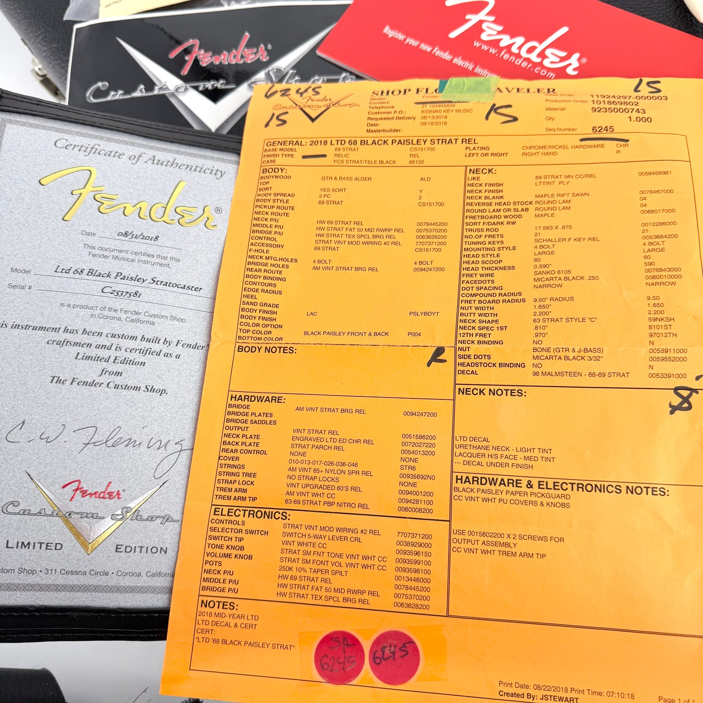 2018 Fender Custom Shop Limited Edition ’68 Stratocaster Relic - Black Paisley