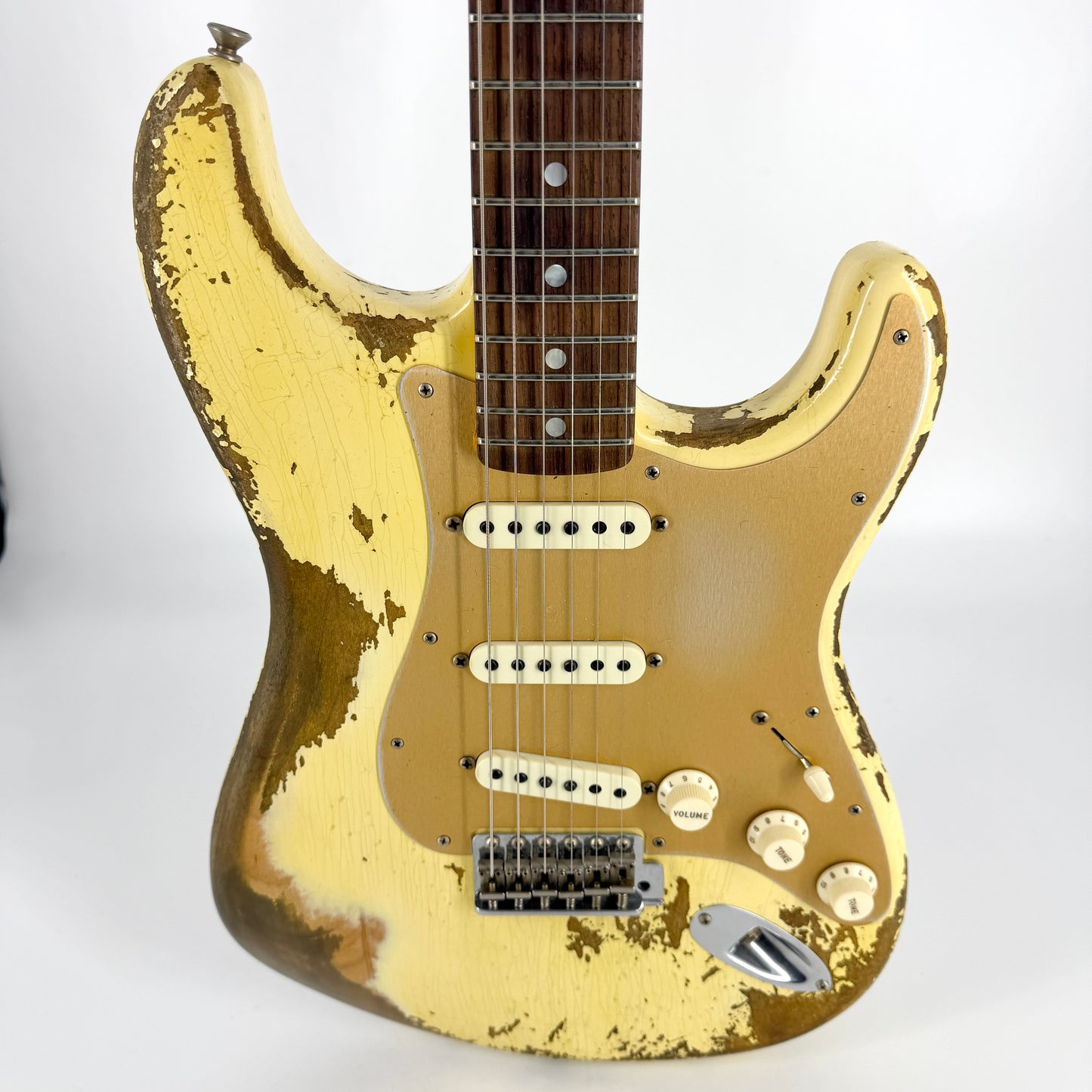 2019 Fender Custom Shop NAMM Ltd Big Head Stratocaster Super Heavy Relic - Vintage White