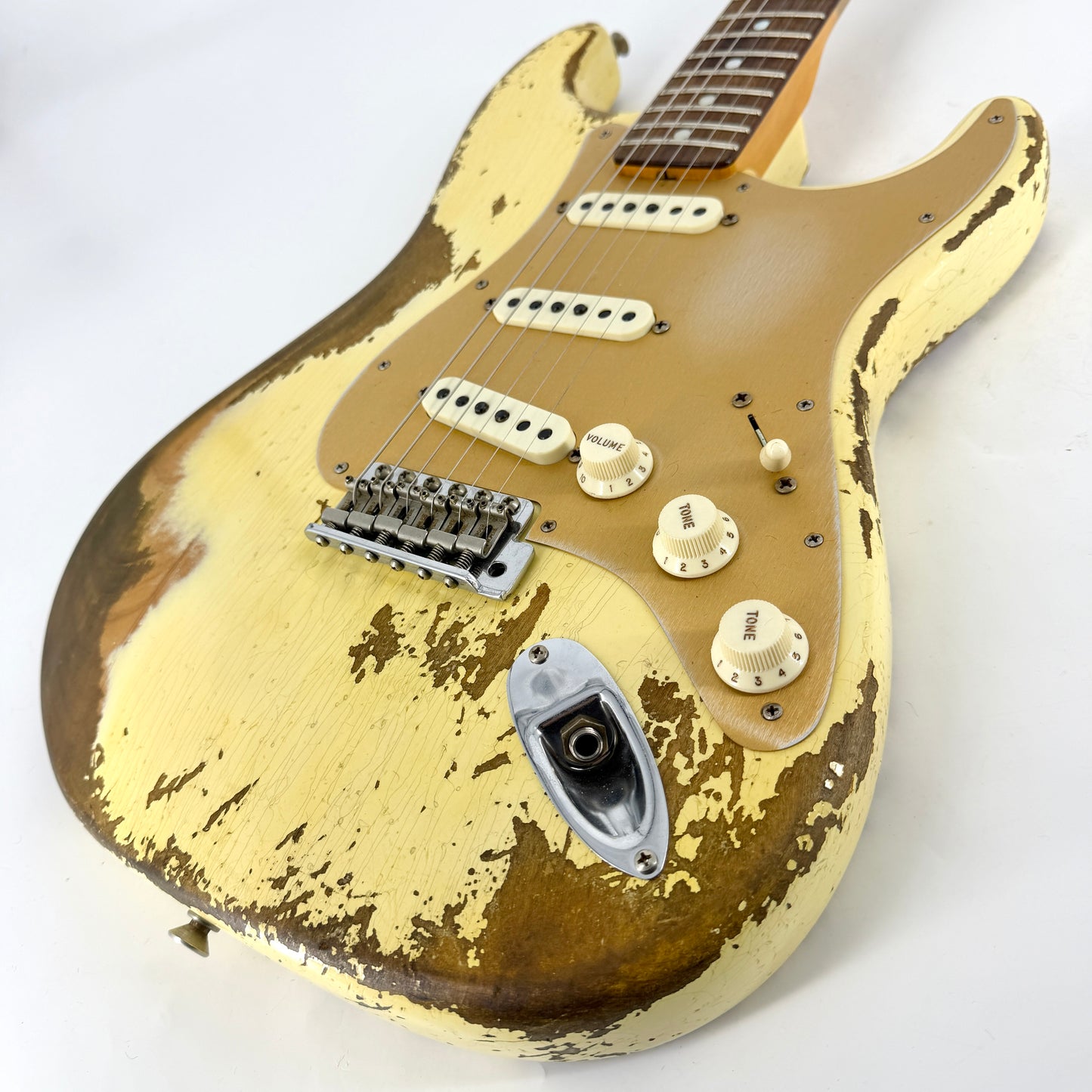 2019 Fender Custom Shop NAMM Ltd Big Head Stratocaster Super Heavy Relic - Vintage White