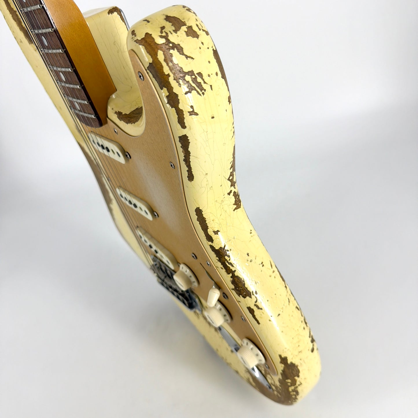 2019 Fender Custom Shop NAMM Ltd Big Head Stratocaster Super Heavy Relic - Vintage White