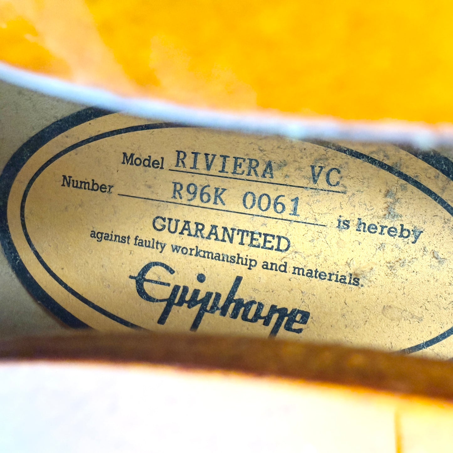 1996 Epiphone Riviera (Peerless Korea) - Vintage Sunburst