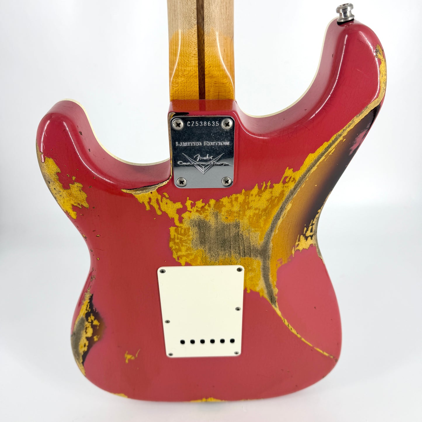 2018 Fender Custom Shop NAMM Ltd Edition '56 Thinline Stratocaster Heavy Relic – Coral Red over Sunburst