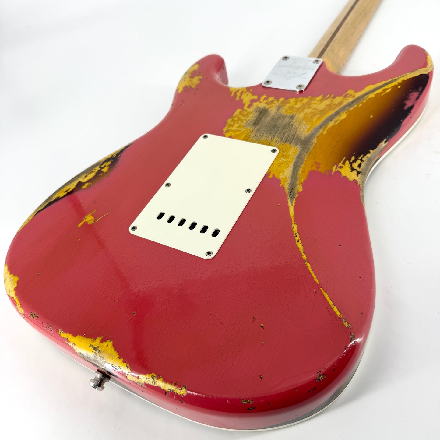 2018 Fender Custom Shop NAMM Ltd Edition '56 Thinline Stratocaster Heavy Relic – Coral Red over Sunburst