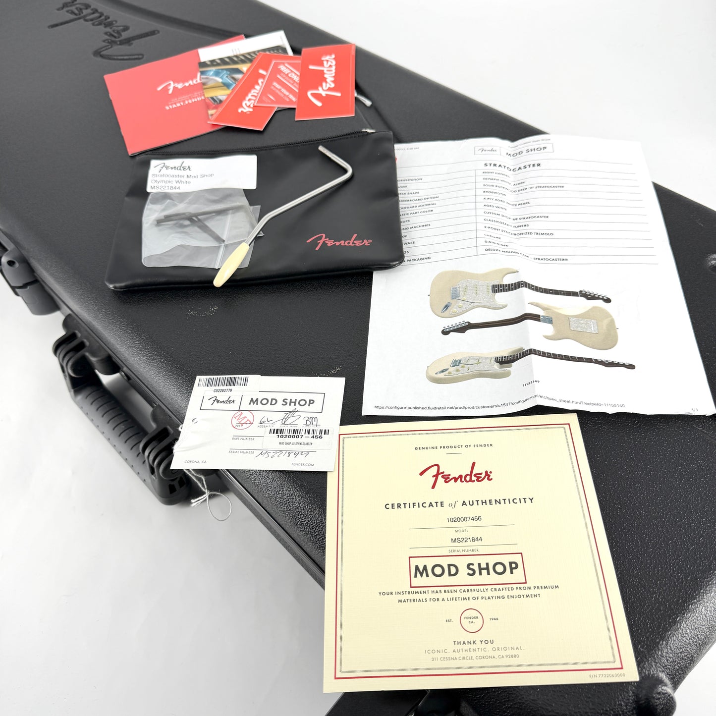 2023 Fender American Mod Shop Stratocaster Solid Rosewood Neck – Olympic White