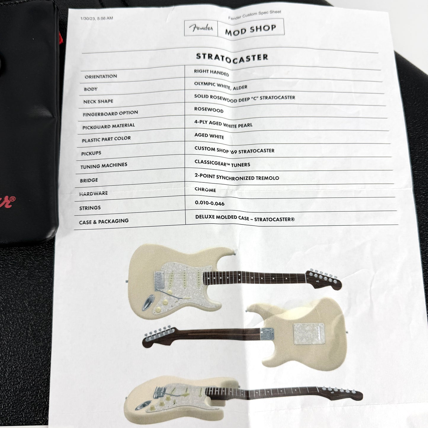 2023 Fender American Mod Shop Stratocaster Solid Rosewood Neck – Olympic White