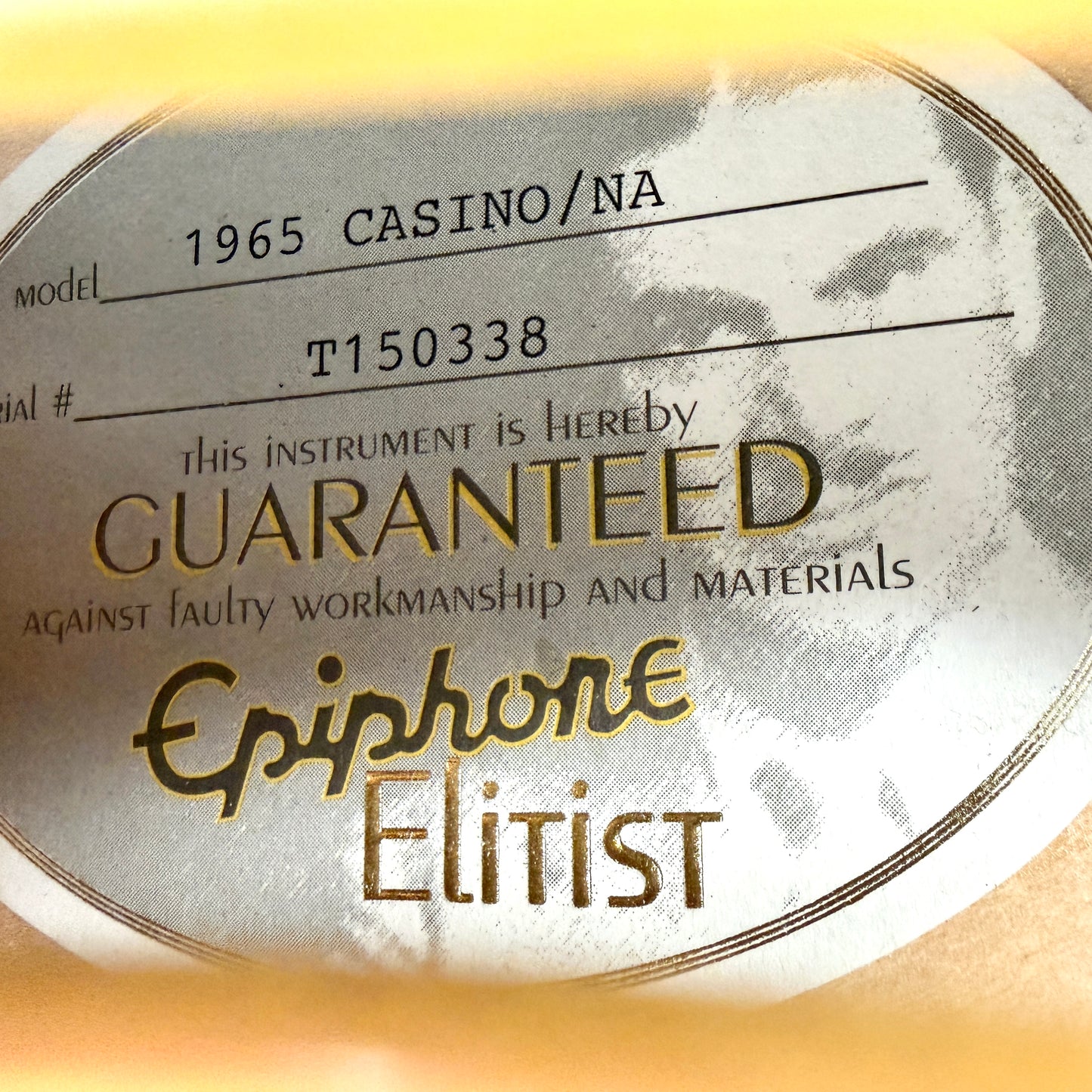 2015 Epiphone Japan Elitist 1965 Casino - Natural