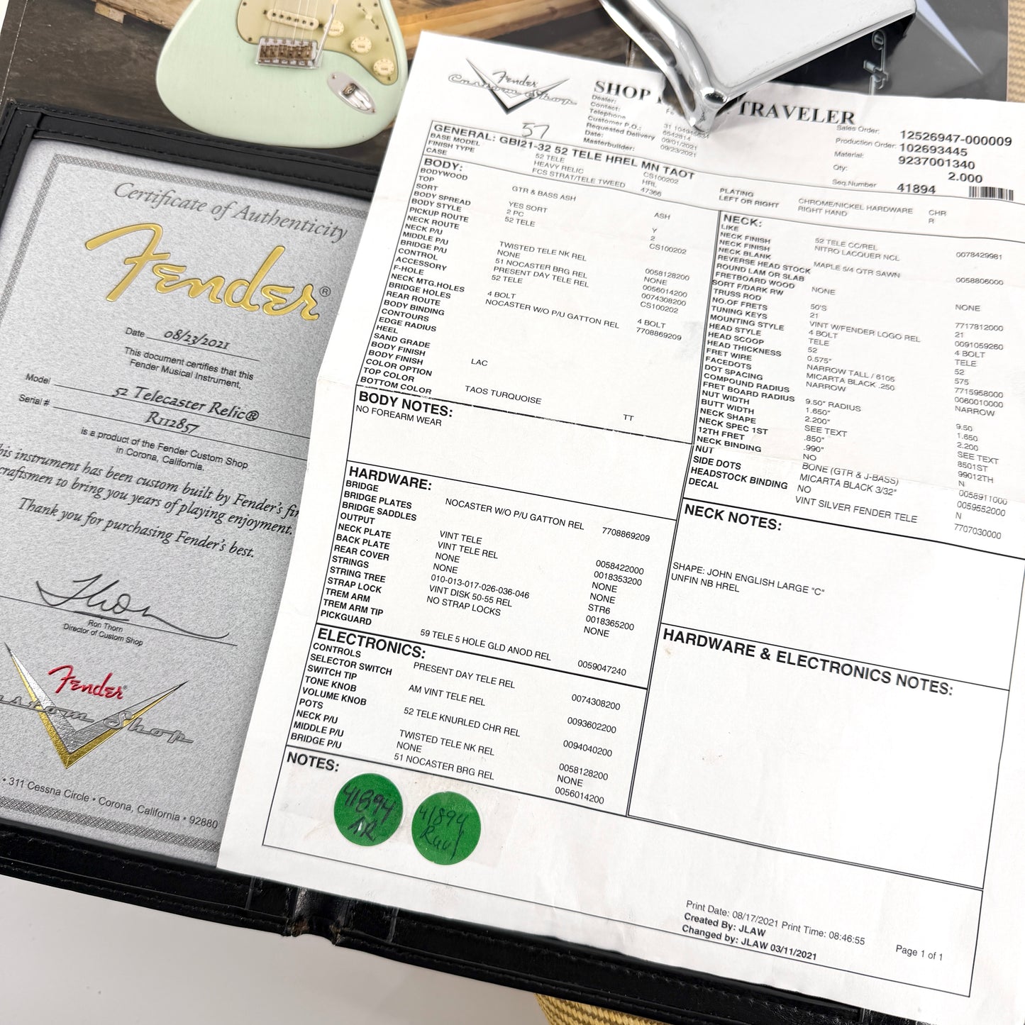2021 Fender Custom Shop ’52 Heavy Relic Telecaster – Taos Turquoise