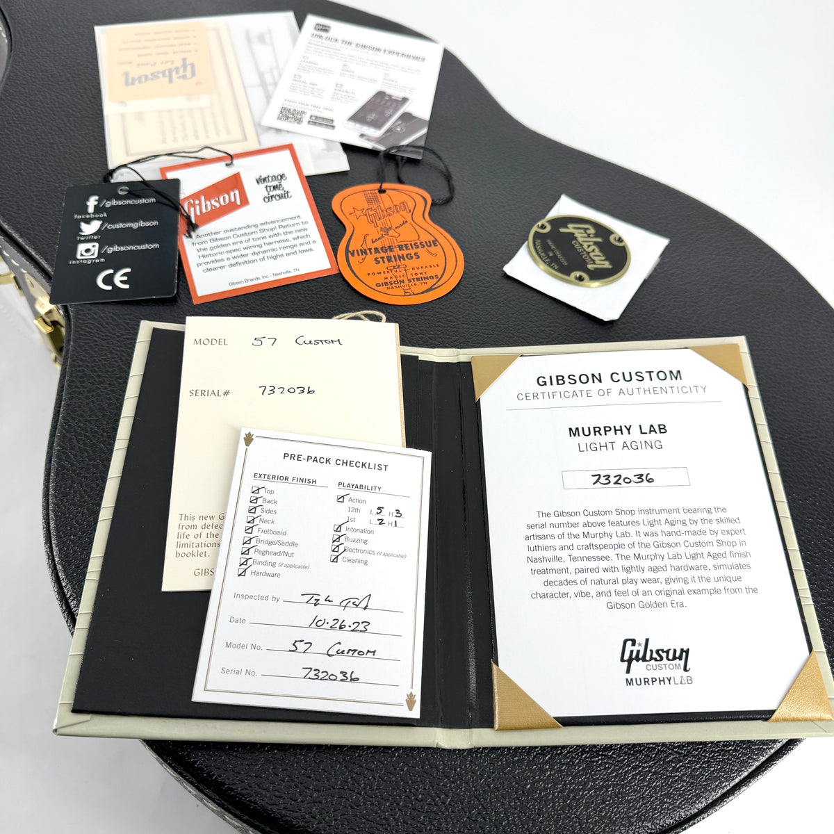 2023 Gibson Custom Murphy Lab Light Aged 1957 Les Paul Custom Triple Black Beauty - Ebony