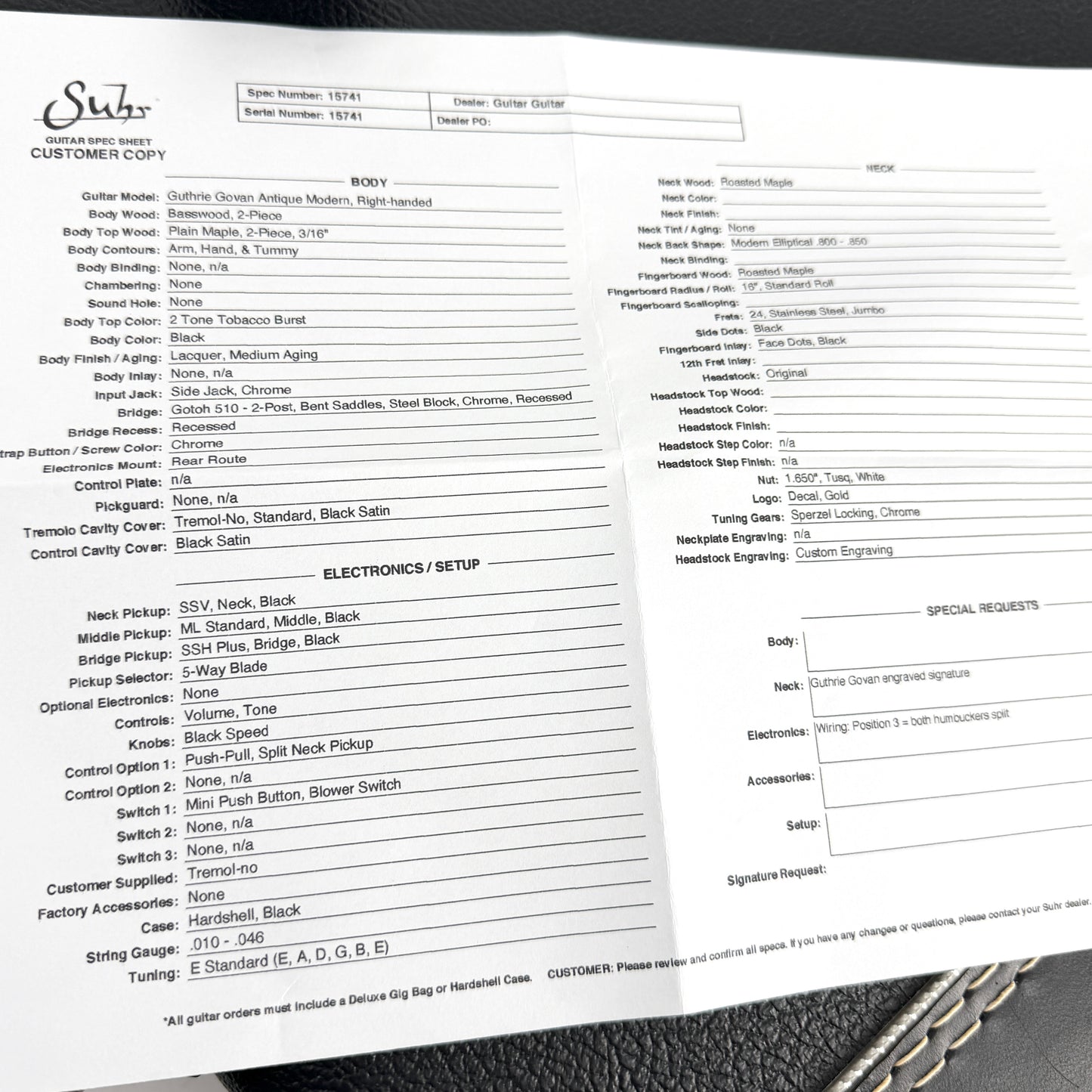 2011 Suhr Guthrie Govan Signature Antique Modern - Two Tone Tobacco Burst