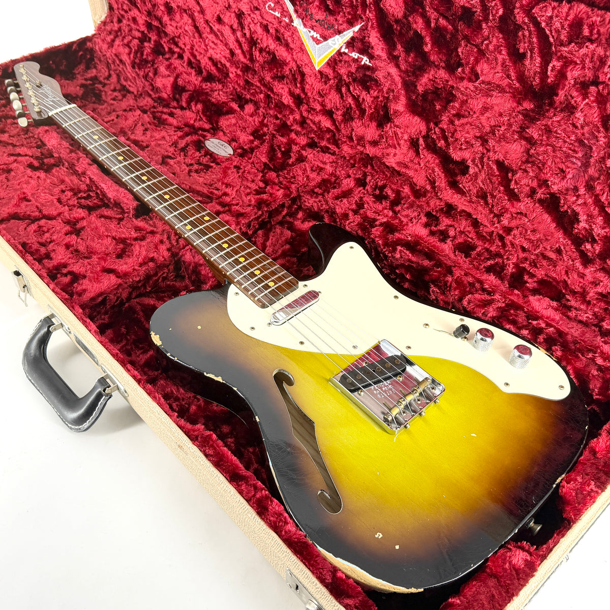 2016 Fender Custom Shop Ltd 50's Telecaster Thinline Relic Solid Rosewood Neck - Chocolate 3 Tone Sunburst