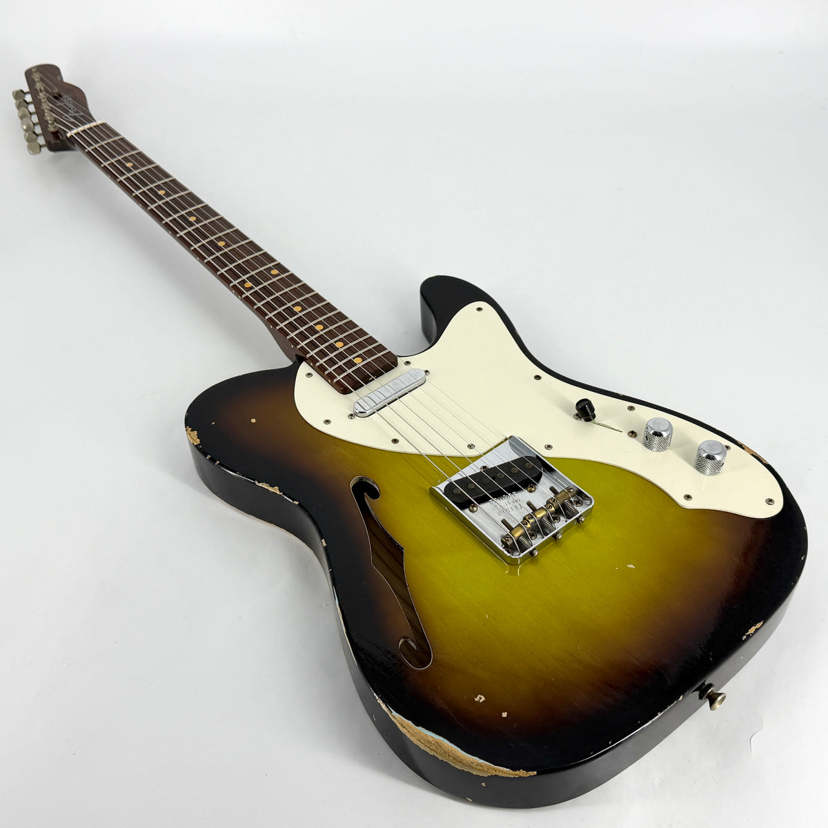 2016 Fender Custom Shop Ltd 50's Telecaster Thinline Relic Solid Rosewood Neck - Chocolate 3 Tone Sunburst