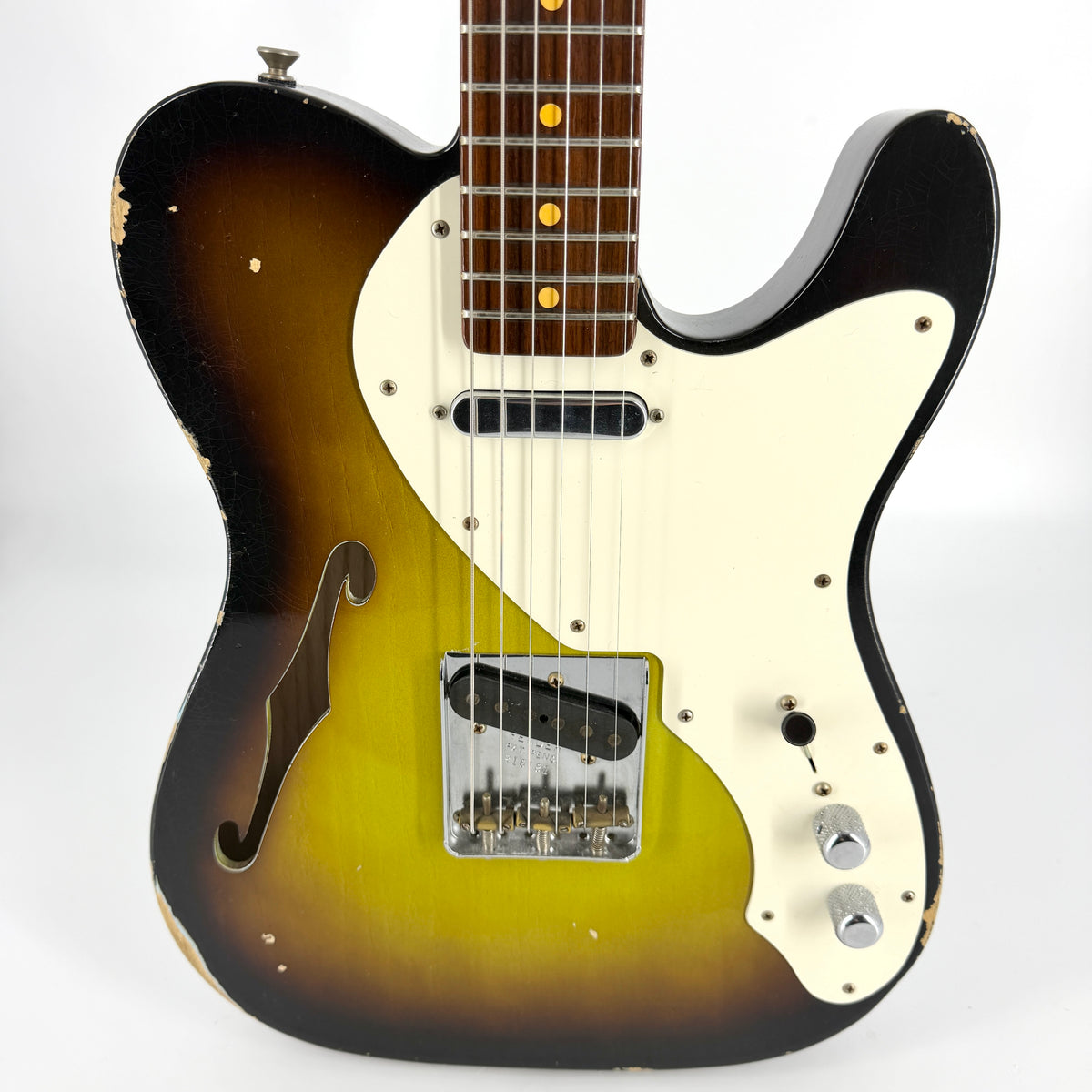 2016 Fender Custom Shop Ltd 50's Telecaster Thinline Relic Solid Rosewood Neck - Chocolate 3 Tone Sunburst