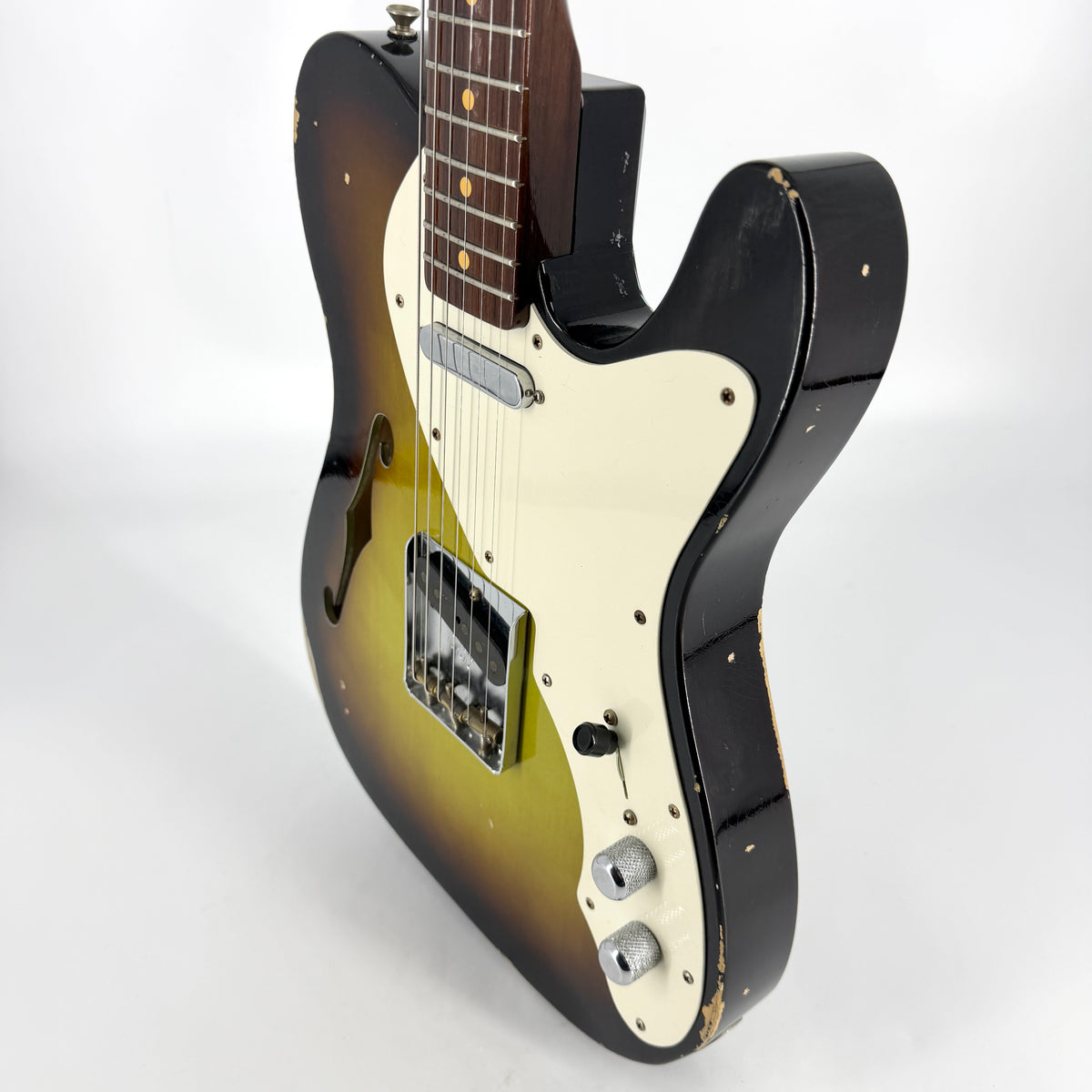 2016 Fender Custom Shop Ltd 50's Telecaster Thinline Relic Solid Rosewood Neck - Chocolate 3 Tone Sunburst