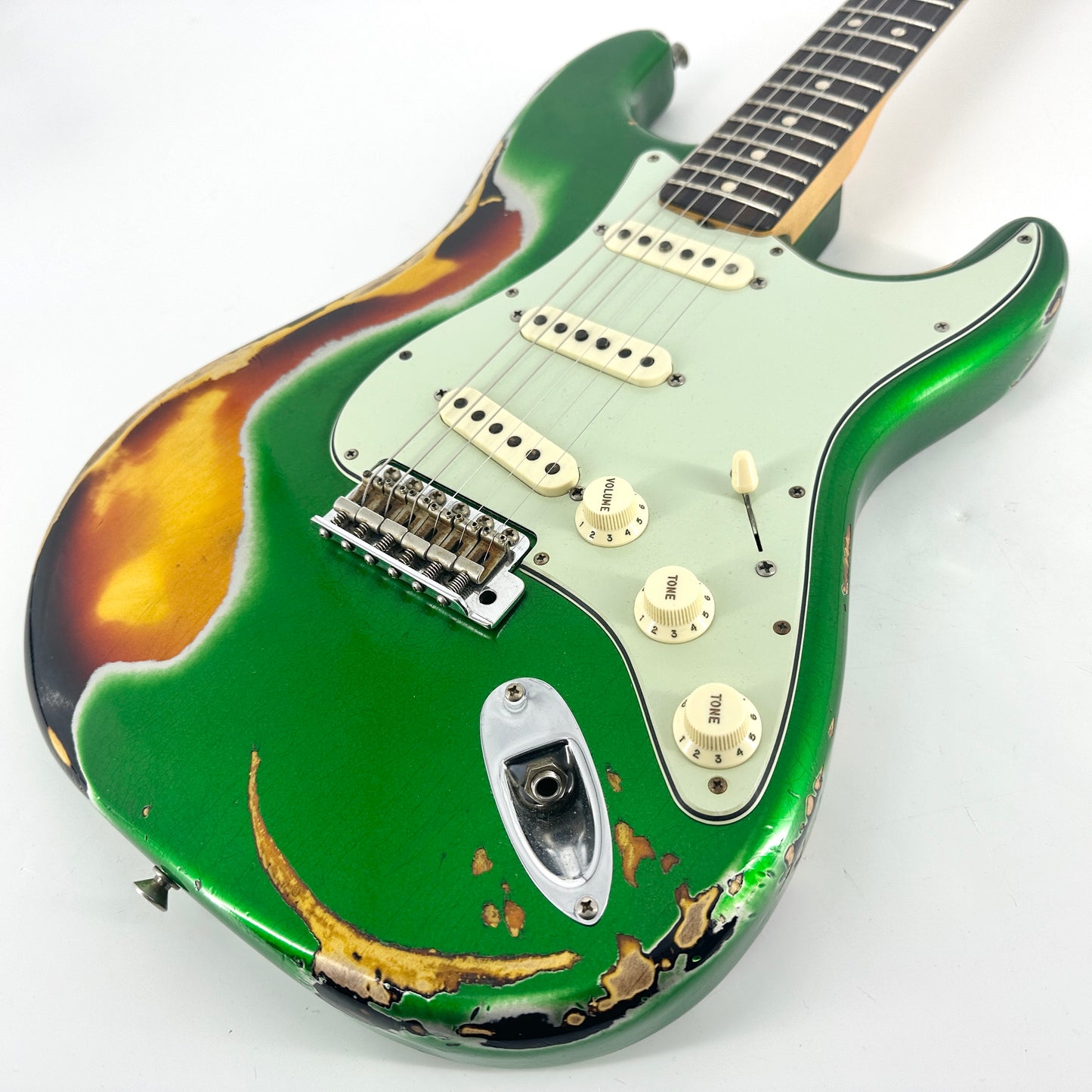 2018 Fender Custom Shop '63 Stratocaster Special Heavy Relic - Candy Green over Sunburst