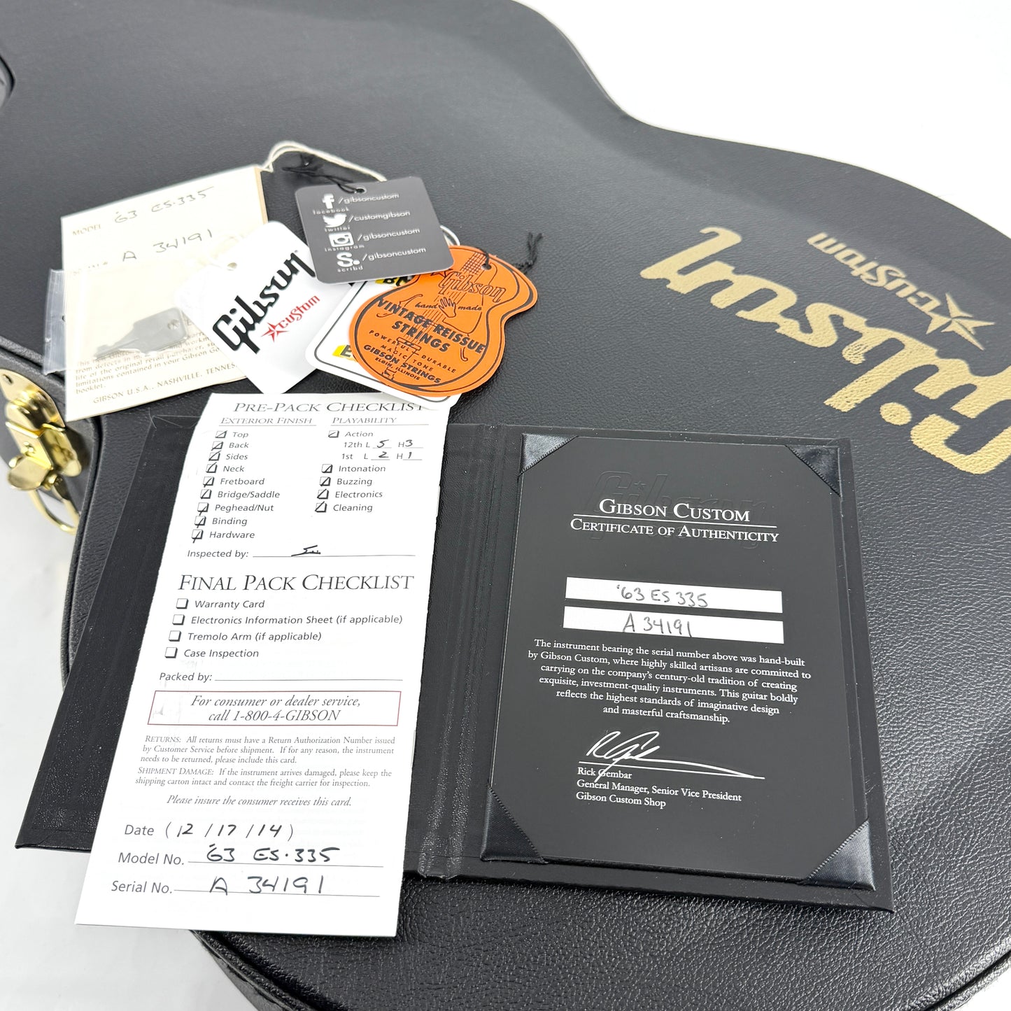 2014 Gibson Custom Shop '63 Reissue ES-335 VOS – Cherry