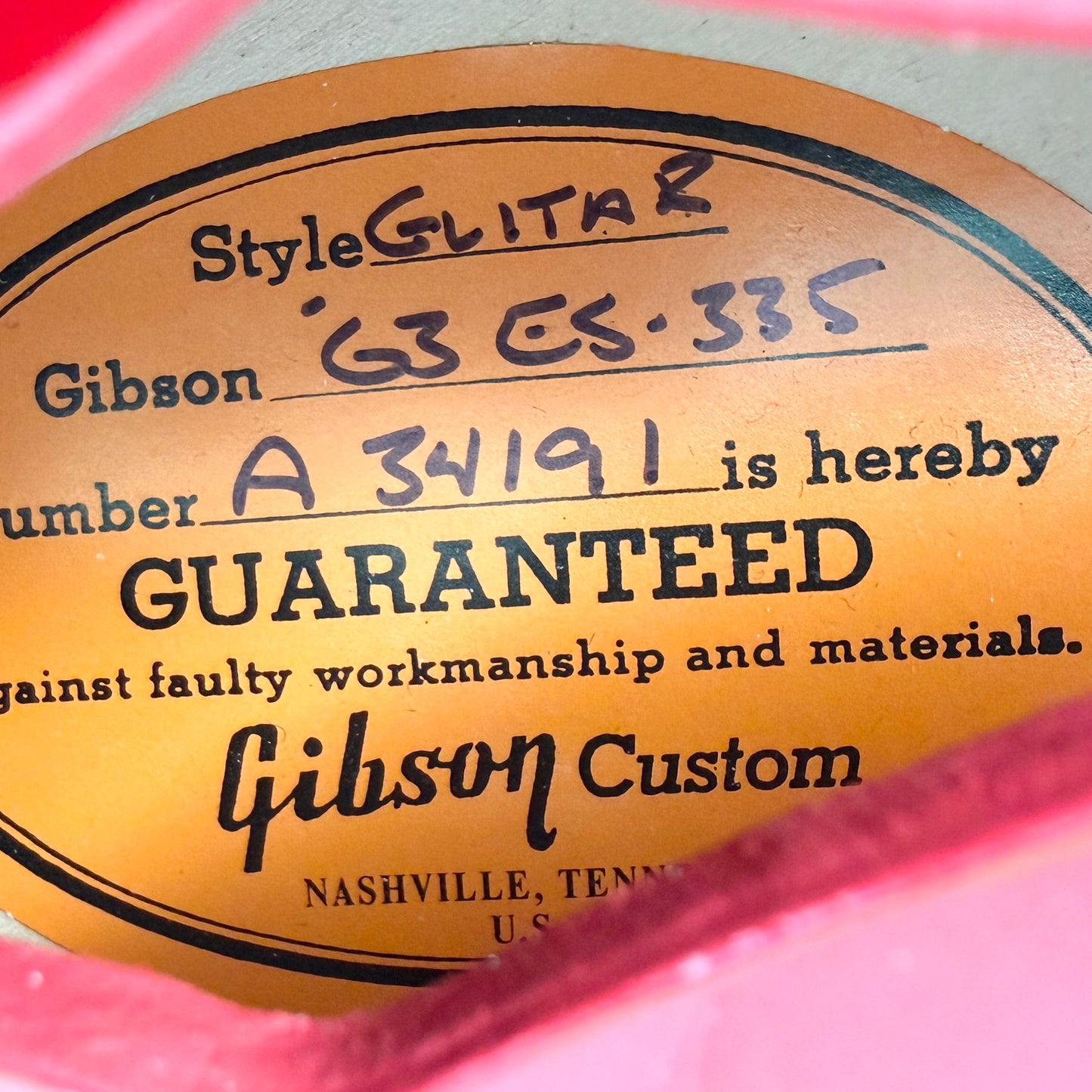 2014 Gibson Custom Shop '63 Reissue ES-335 VOS – Cherry