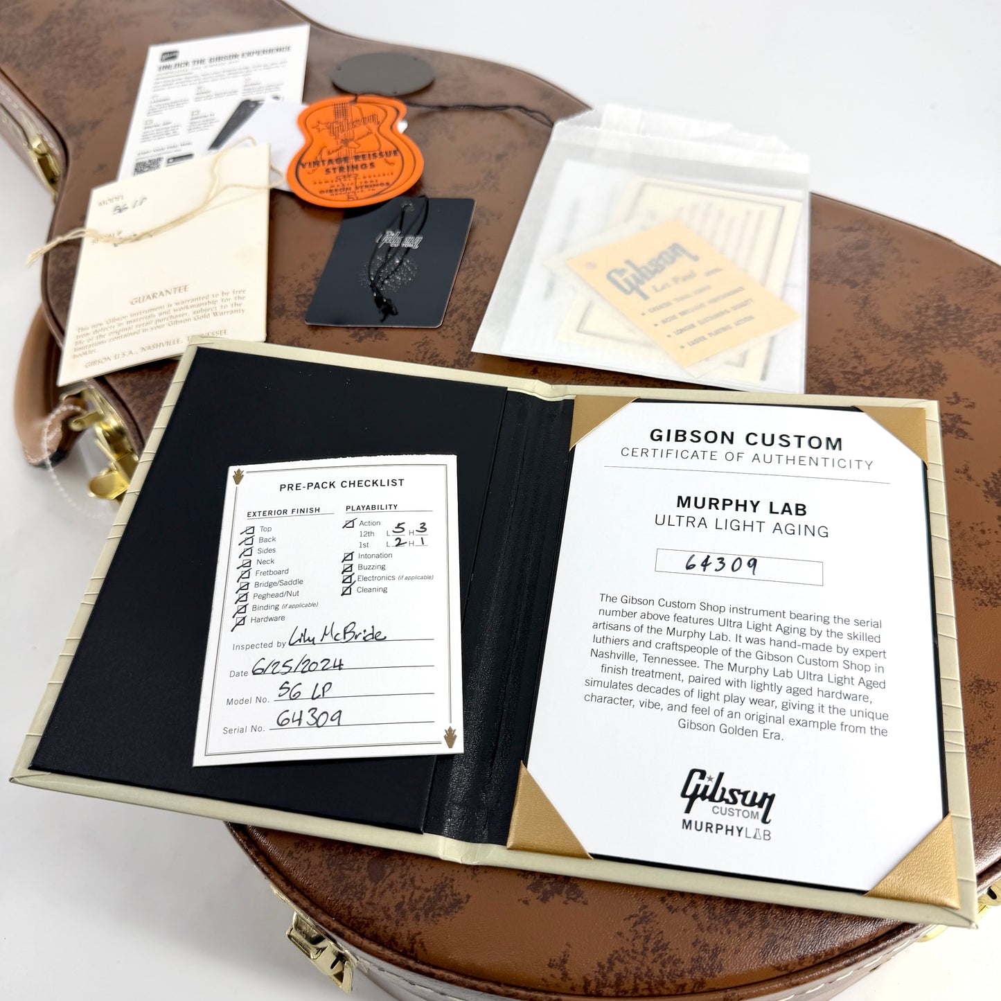 2024 Gibson Custom M2M Murphy Aged 1956 Les Paul Handpicked Top Ultra Light - Slow Ice Tea Fade