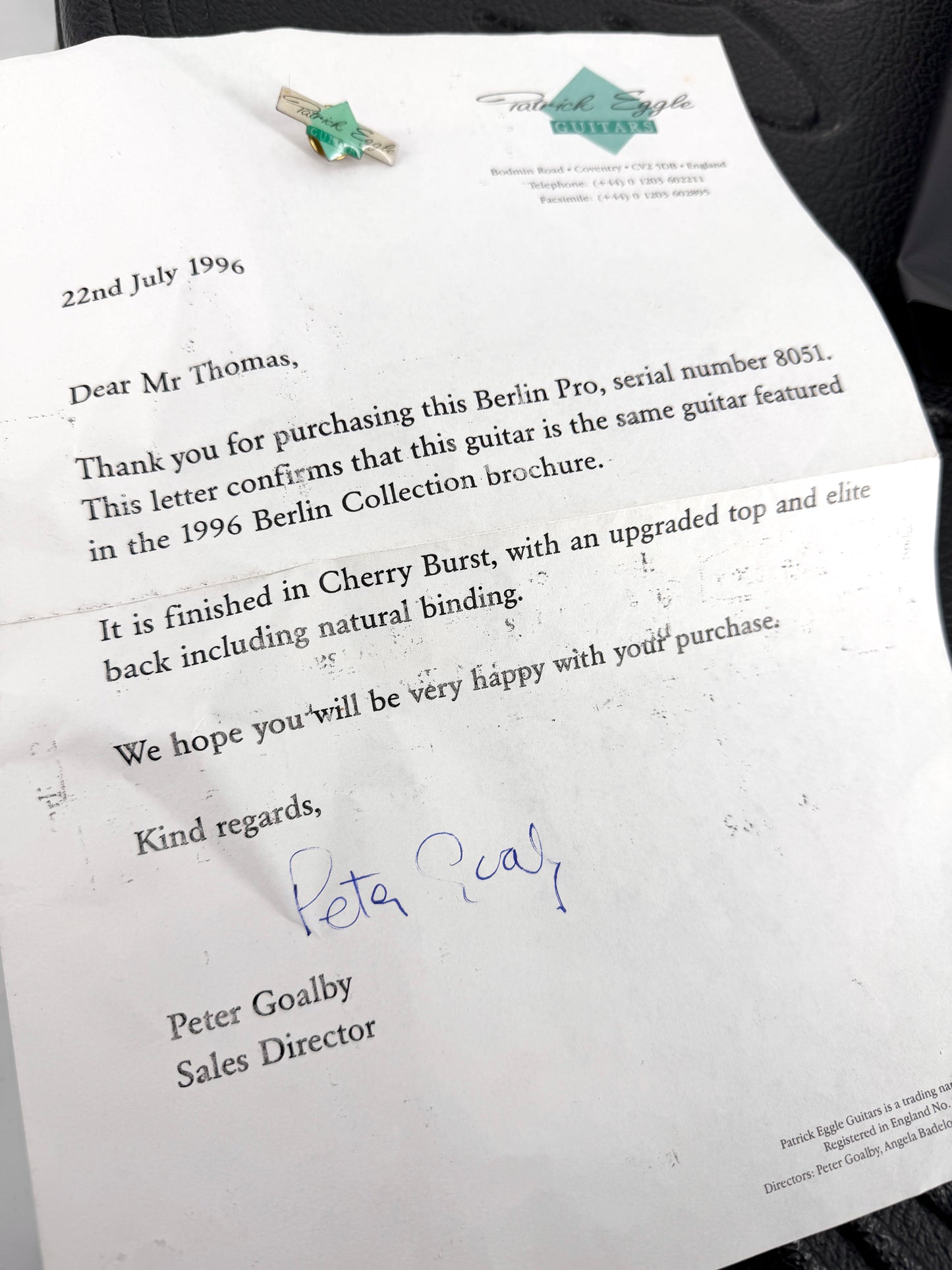 1996 Patrick Eggle Berlin Pro - Cherry Burst