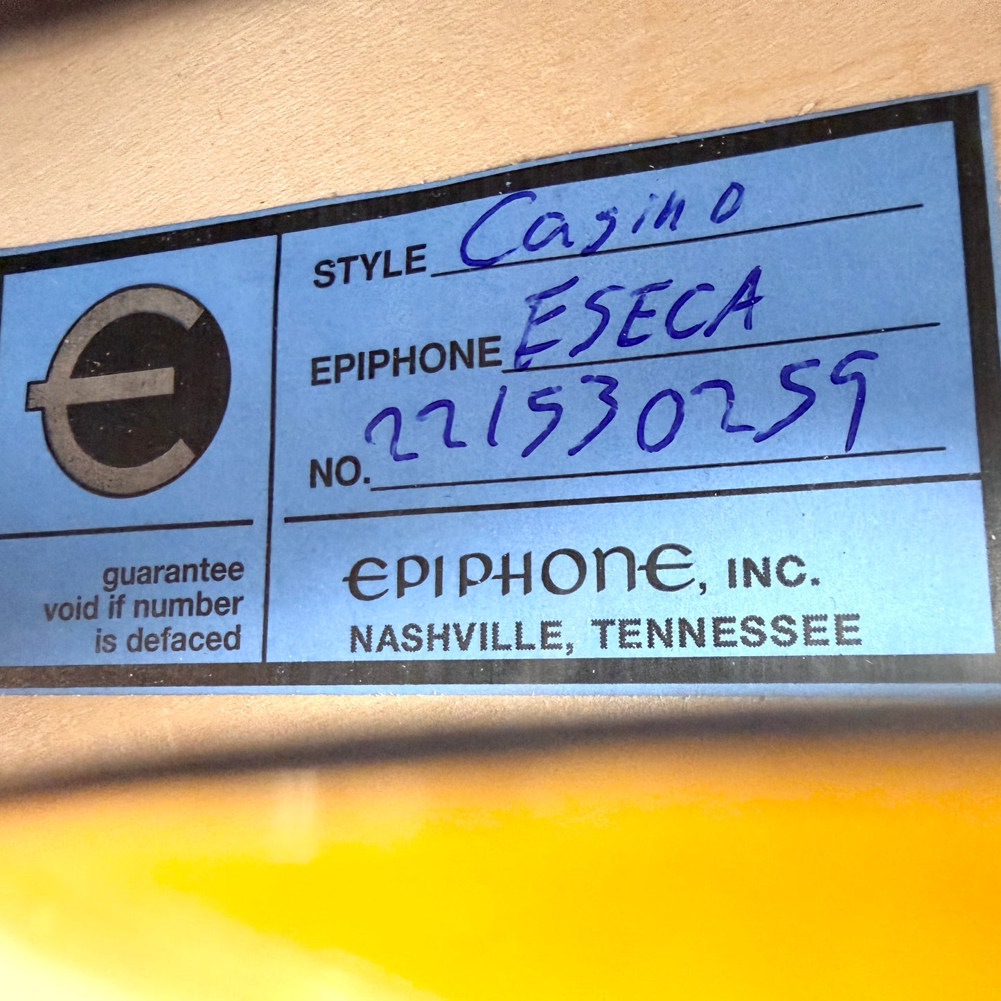 2023 Epiphone USA Casino – Vintage Sunburst