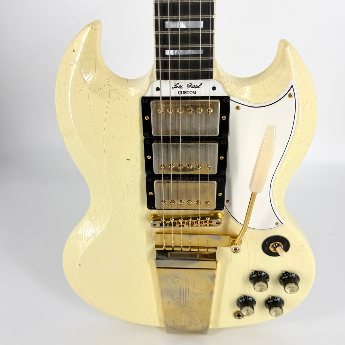 2020 Gibson Murphy Lab '63 Les Paul SG Custom with Maestro Ultra Light Aged - Classic White