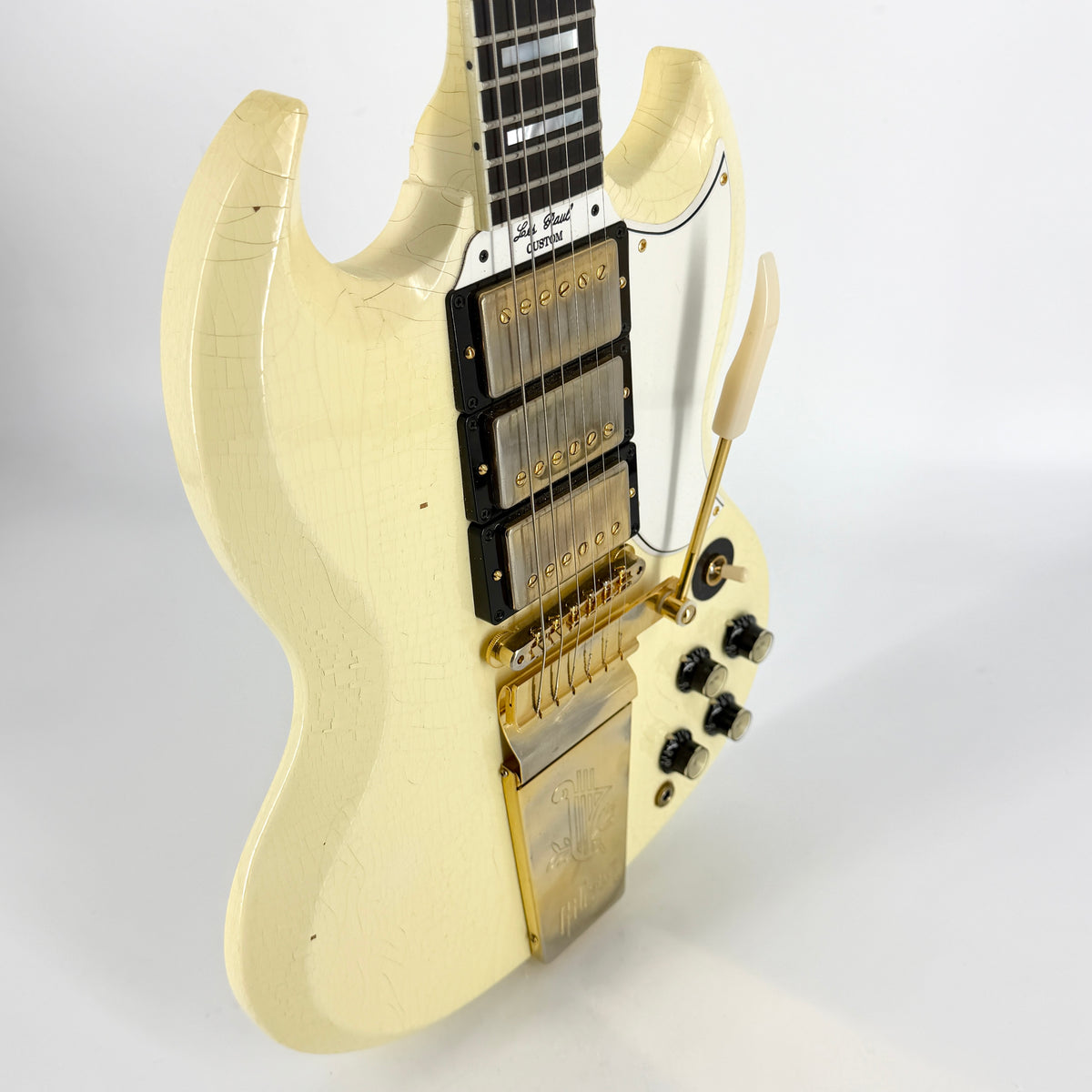 2020 Gibson Murphy Lab '63 Les Paul SG Custom with Maestro Ultra Light Aged - Classic White