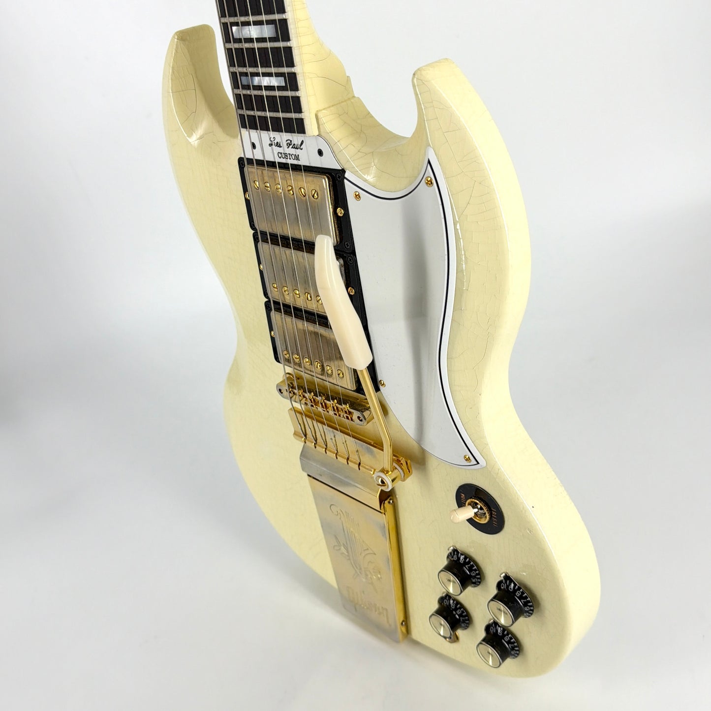 2020 Gibson Murphy Lab '63 Les Paul SG Custom with Maestro Ultra Light Aged - Classic White