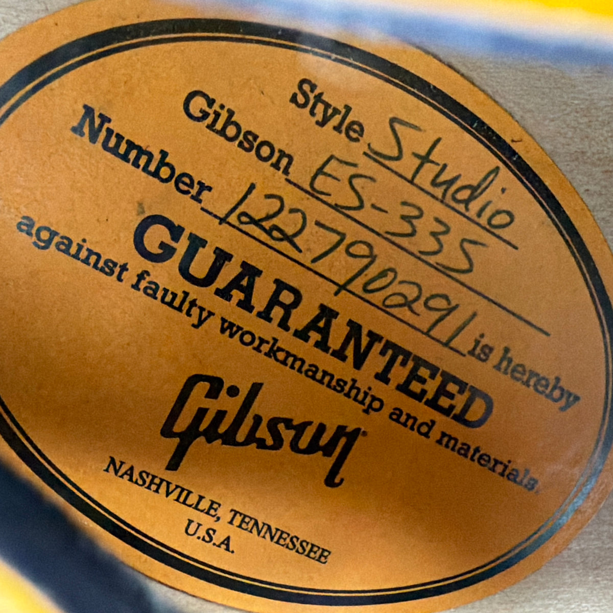 2019 Gibson ES-335 Studio - Vintage Burst