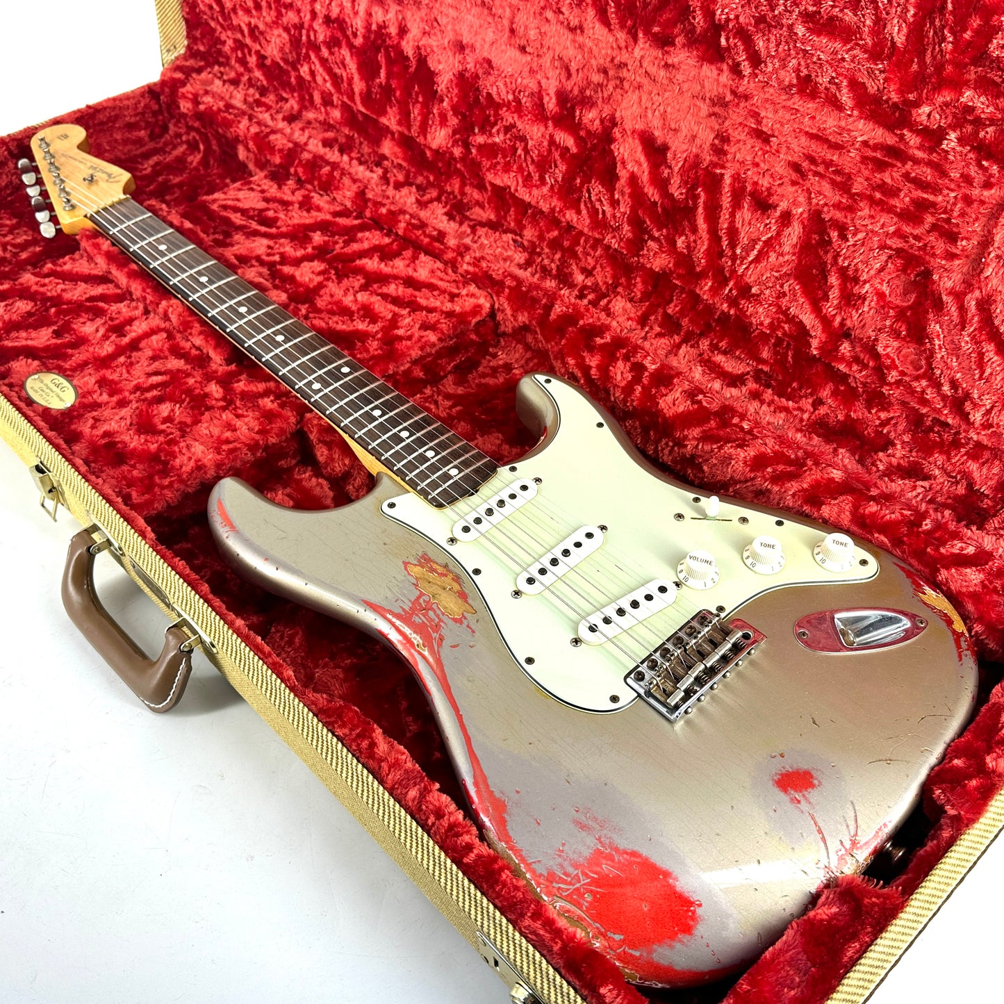 2013 Fender Custom Shop 60’s Stratocaster Heavy Relic – Shoreline Gold over Candy Apple Red